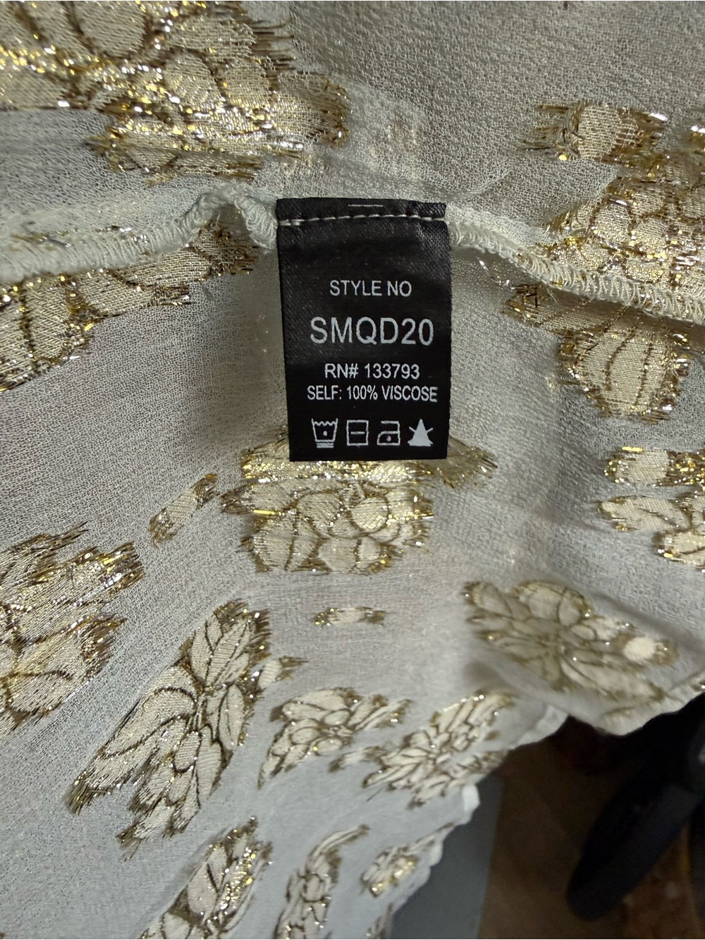 POL Bohemian Maxi Dress in Cream Crochet,Shells Beads, Mustard & Gold Metallic - Picture 8 of 10